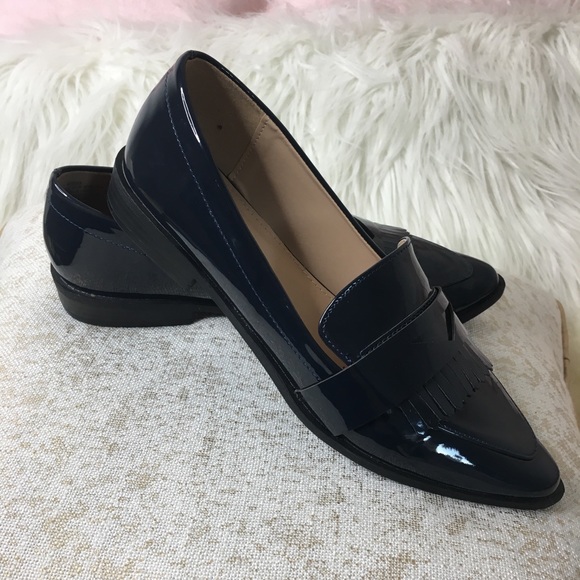 JustFab Shoes - JustFab Navy Patent Loafer Sz 8/38.5 Flat